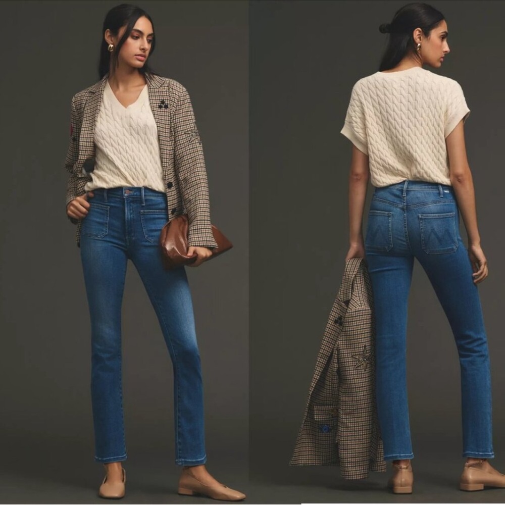 MOTHER Patch Pocket Insider Ankle Bootcut Slight Flare Jeans in Happy Pill 32